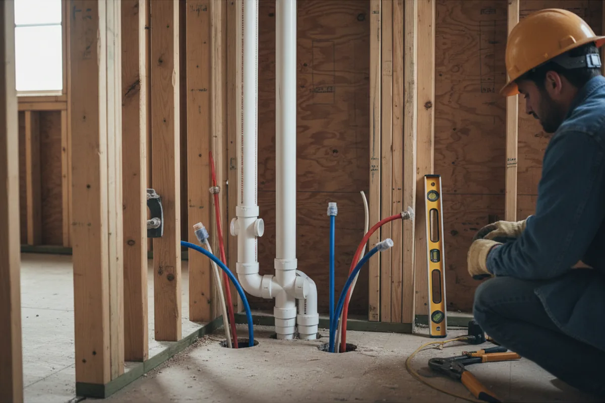 Drain and supply rough-in during Drain Cleaning in North Easton